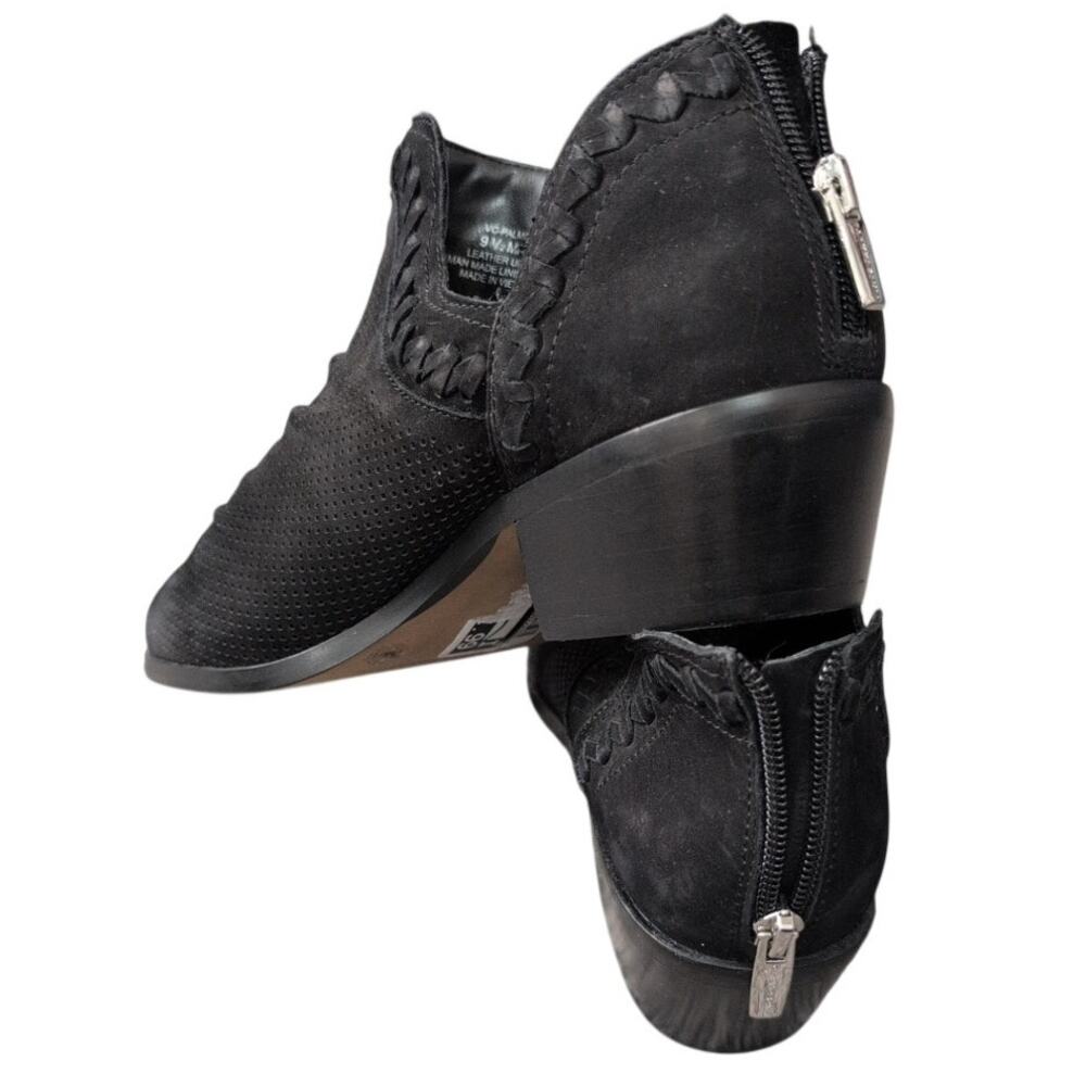Vince Camuto Black Suede Cutout Ankle Boots Low Block Heel Sz 9.5 - Picture 5 of 5
